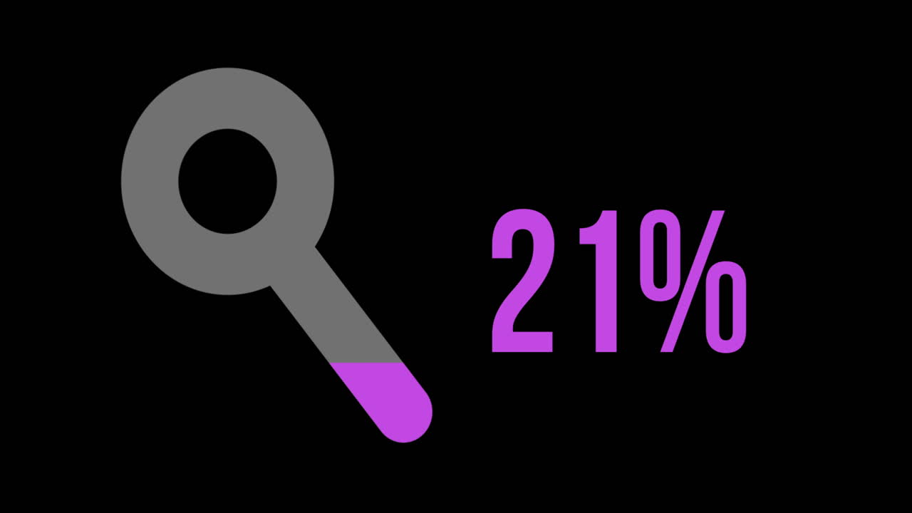 símbolo de búsqueda lleno de color rosa de 0 a 100 %