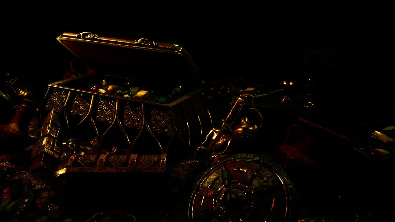 어 ⁇  속에서 보석과 금 동전을