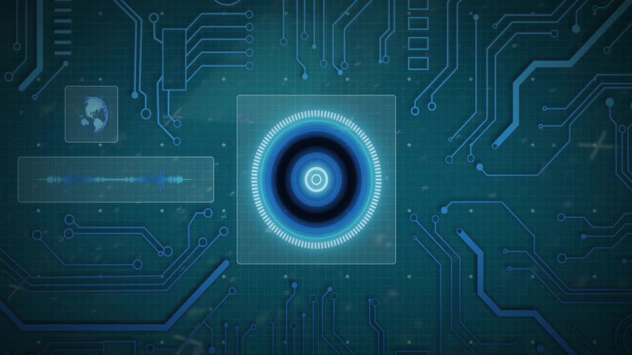 Animation of digital data processing over computer circuit board