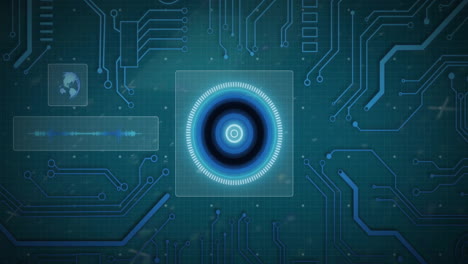 animation of digital data processing over computer circuit board