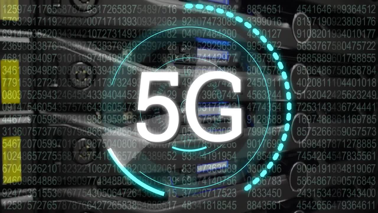 5g scritto nel mezzo di un cerchio futuristico