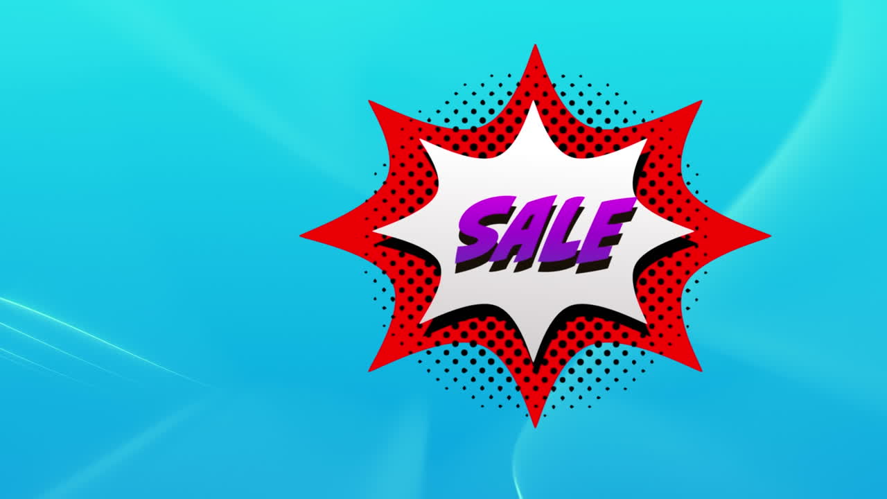 venta de texto sobre burbuja de habla retro contra ondas digitales en fondo azul