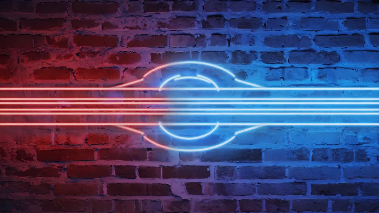 luces de neón en una pared de ladrillo