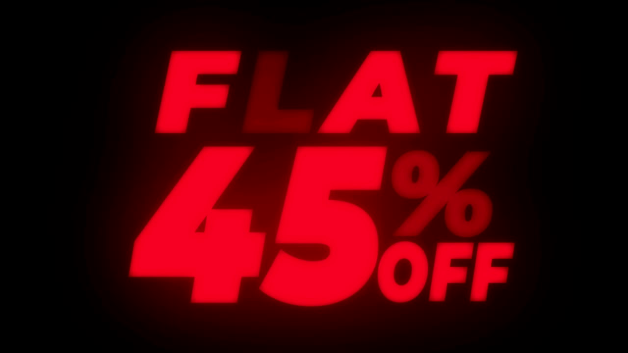 el 45% de descuento en el texto parpadeante muestra un bucle promocional.