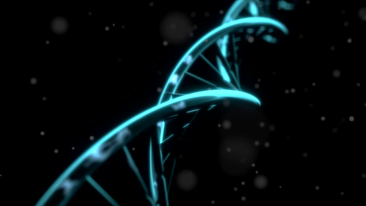 DNA spinning RNA double helix slow tracking shot closeup depth of field 4K