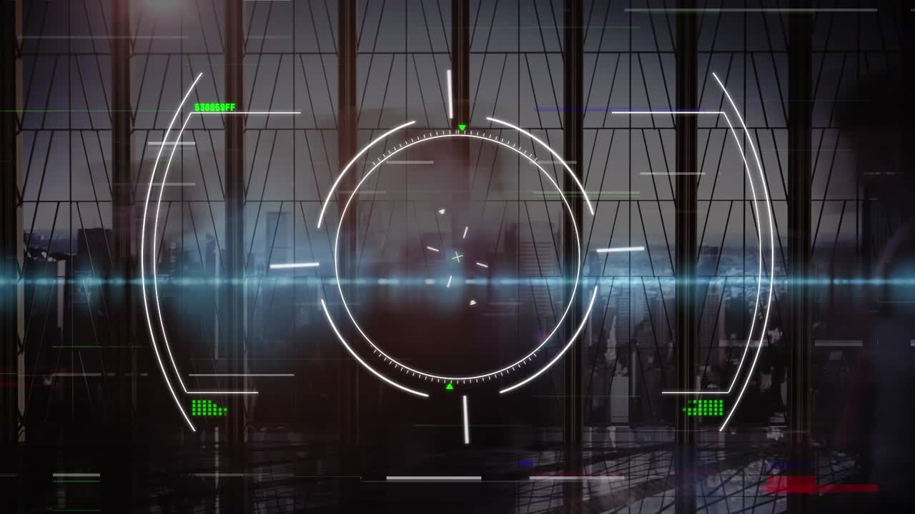 Animation of data processing over people walking