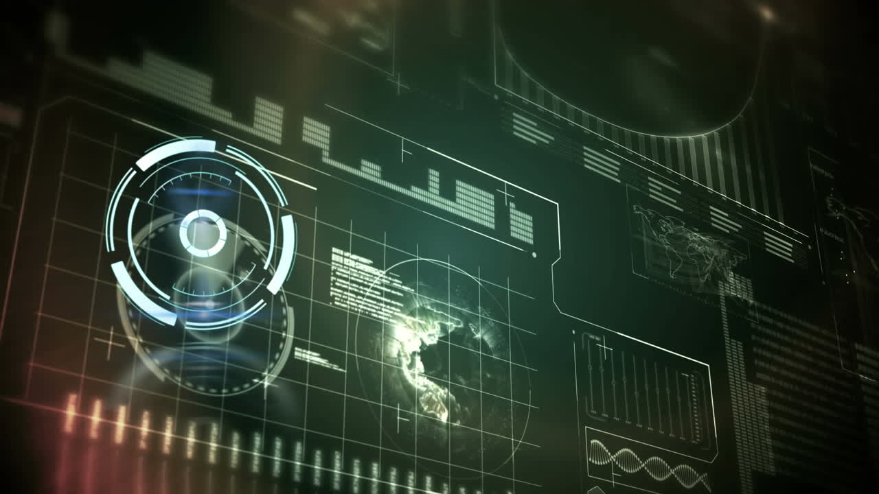 animación del escaneo del alcance y el procesamiento de datos sobre fondo negro