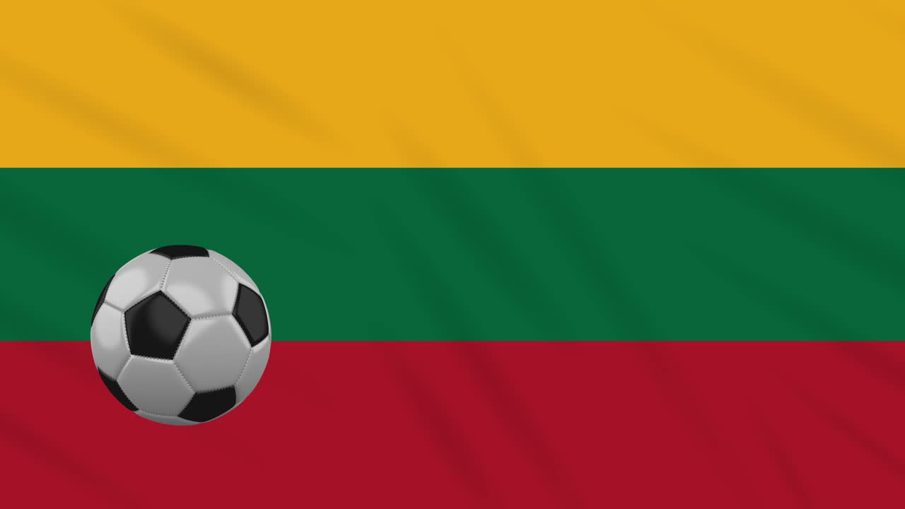 bandera lituana agitando y el fútbol gira, bucle