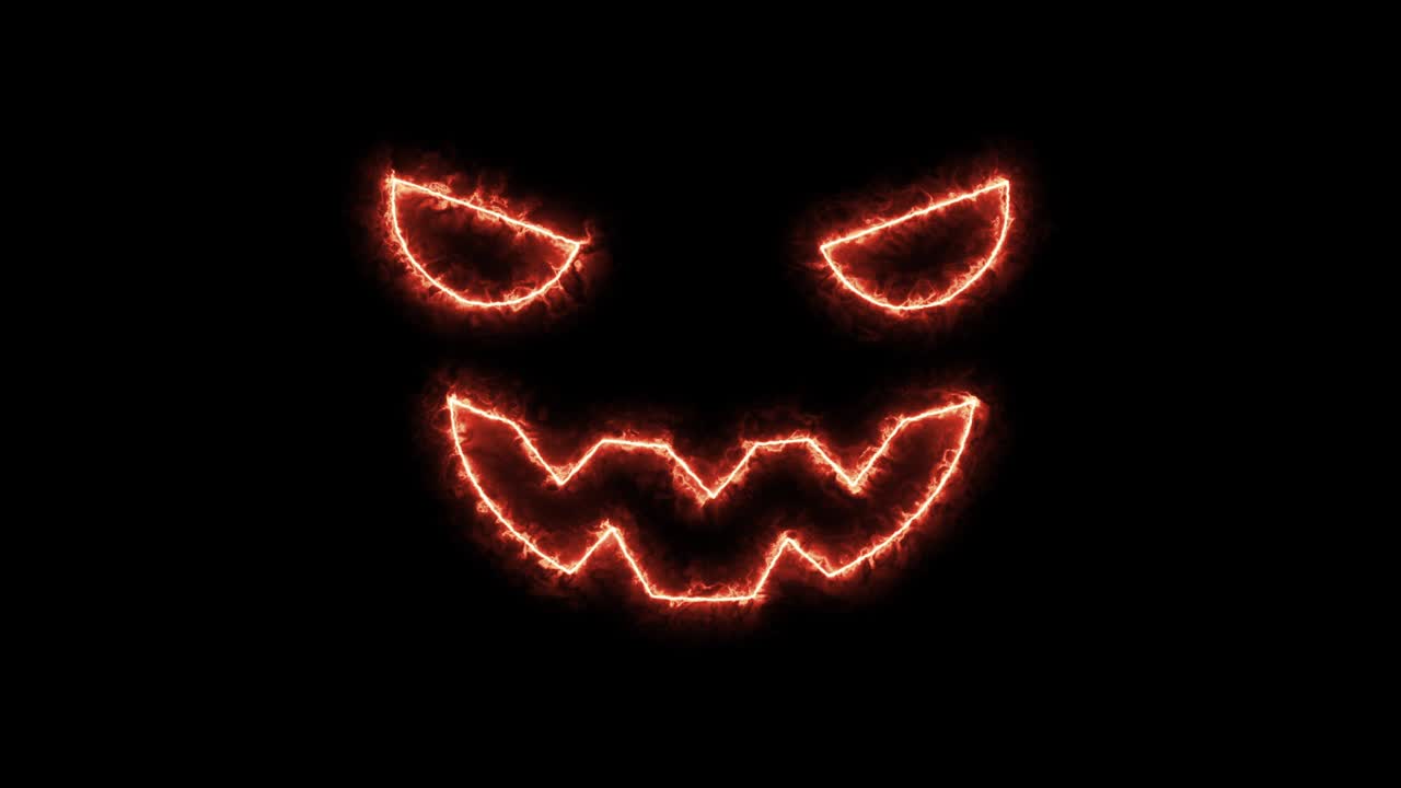 Halloween animation silhouette of halloween jack flickering on black screen