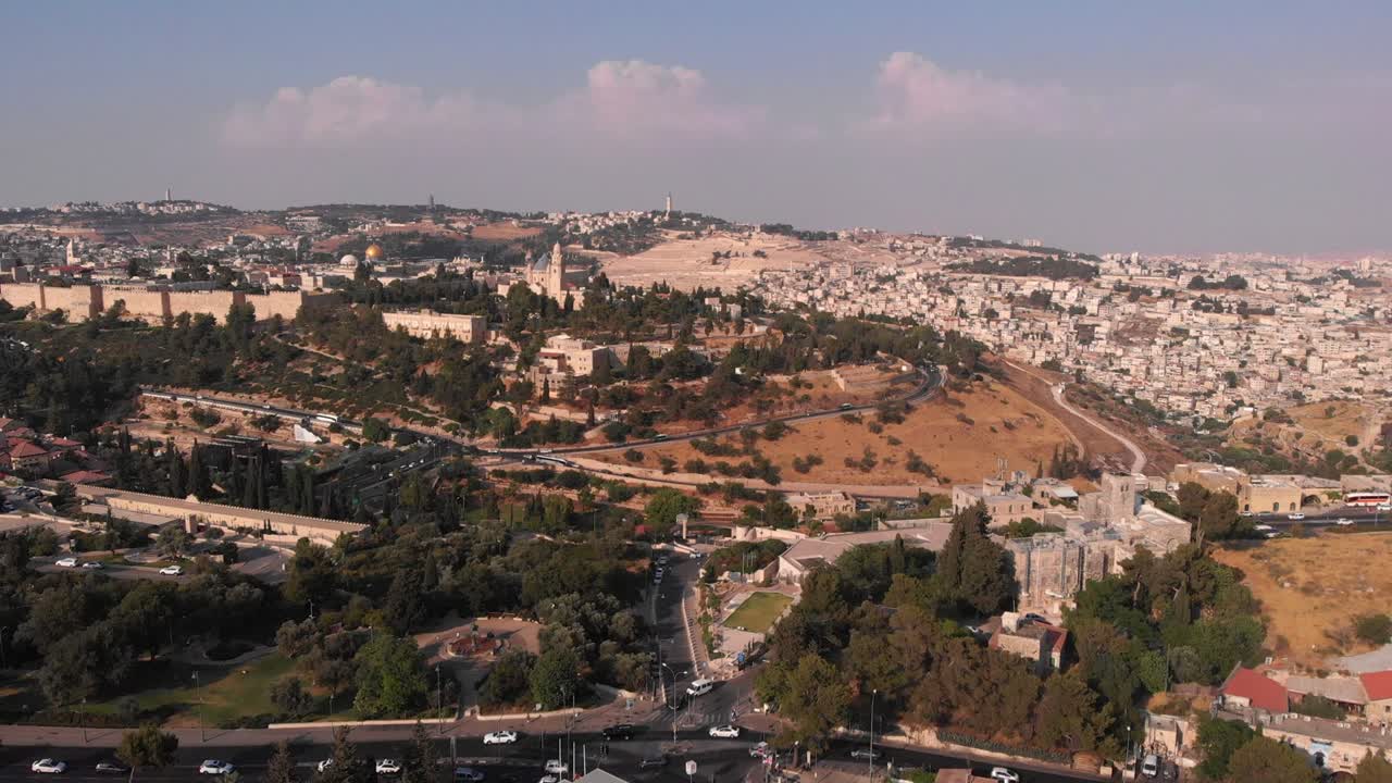 las murallas de la antigua ciudad de jerusalem vista aérea