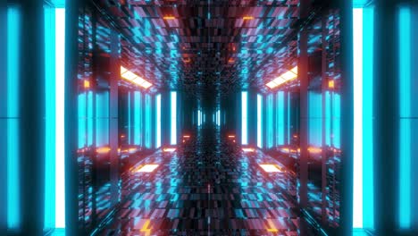 stilvoller sci-fi-tunnel-korridor mit reflektierender ziegelstein-textur und leuchtenden lichtern 3d-illustration bewegungs-hintergrund live-wallpaper vj-schleife