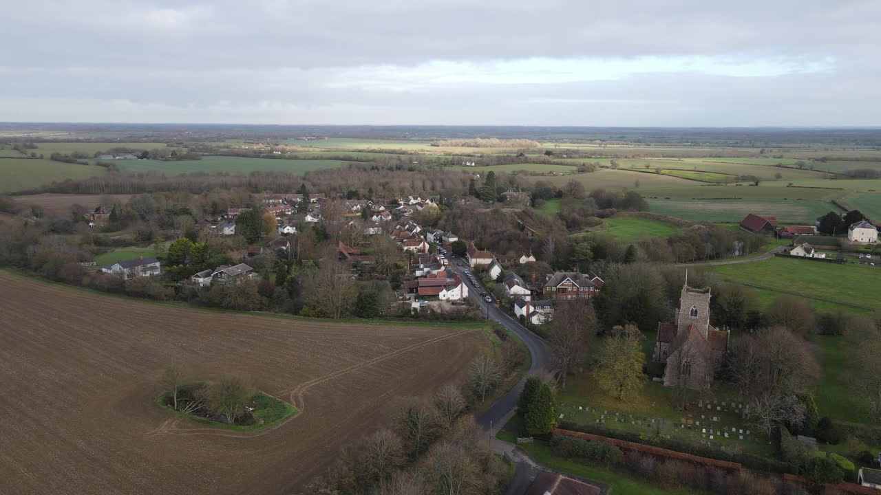 pleshey pueblo inglés bajo punto de vista de drones