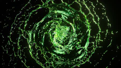 salpicaduras espirales verdes de líquido