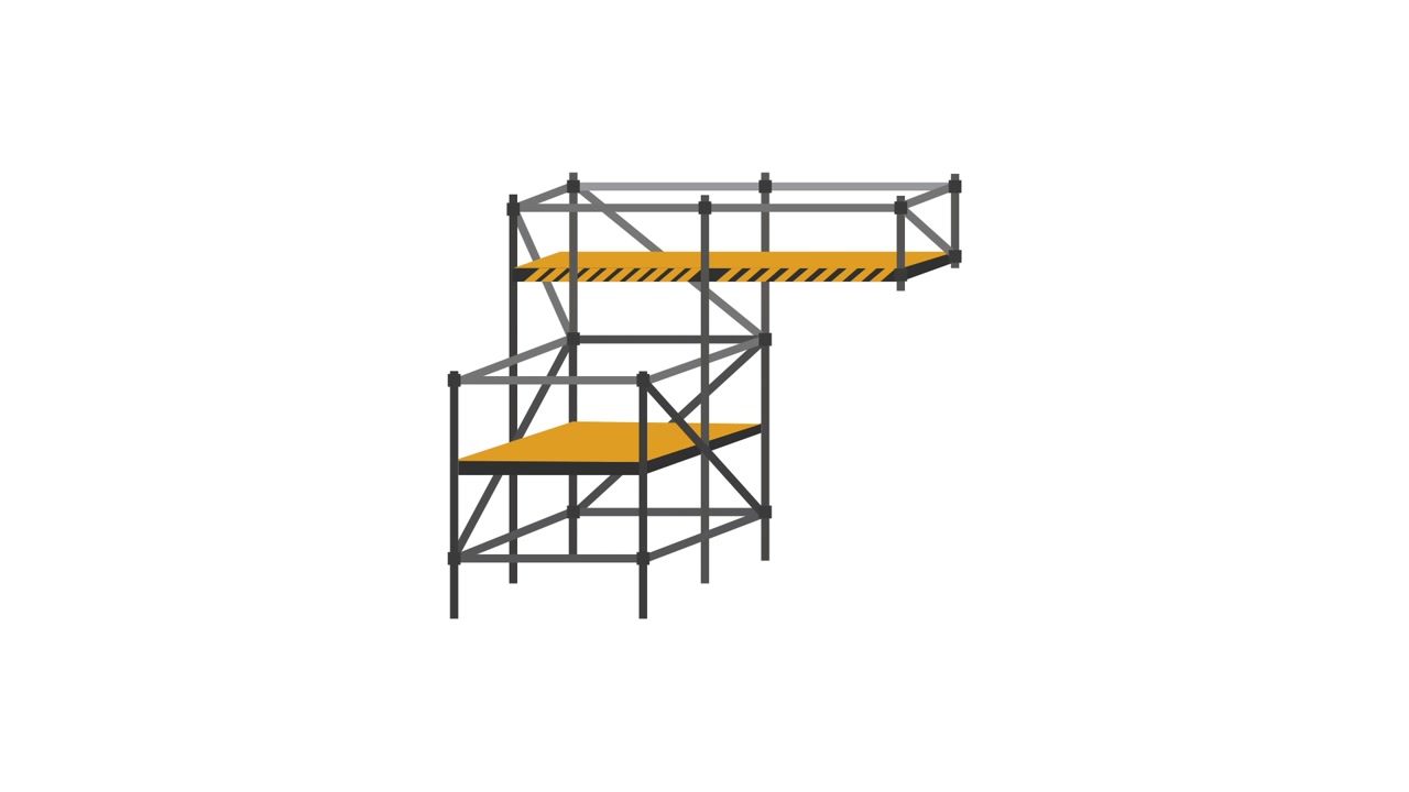 Animated Construction Scaffolding Assembly Process