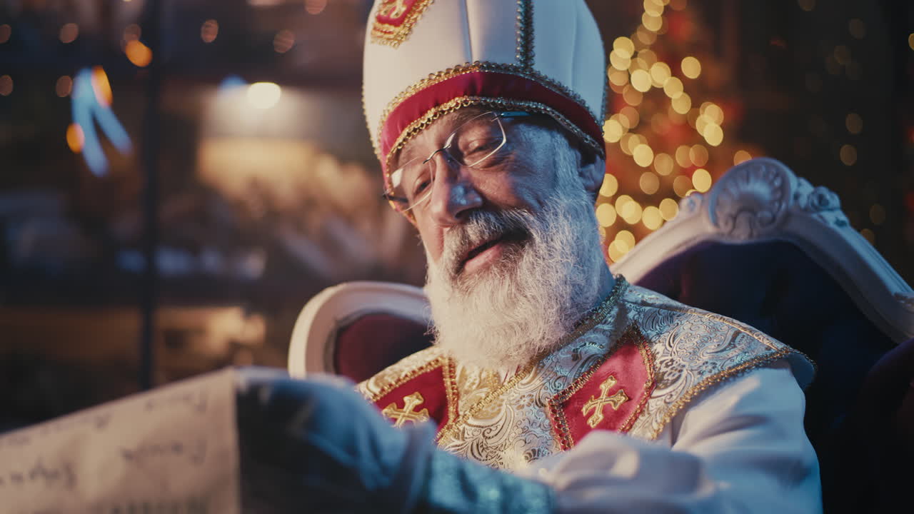 Sinterklaas reading his list