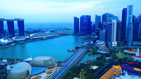 lapso de tiempo hermosa arquitectura edificio de negocios paisaje urbano de la ciudad de singapur