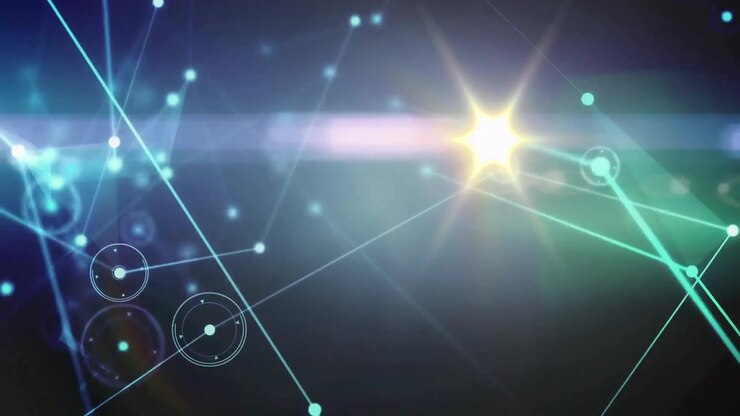 Blue band sweeping left igniting nodes pulsing visualizing network growth in animated illustration