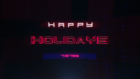 Stunning-neon-sign-Happy-Holidays-on-grid-background