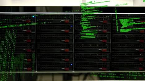 animación del procesamiento de datos verde con luces brillantes