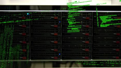 animation of green data processing with glowing lights