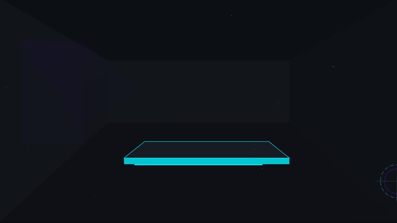 Minimalist Glowing Cyan Platform in Dark Abstract Space