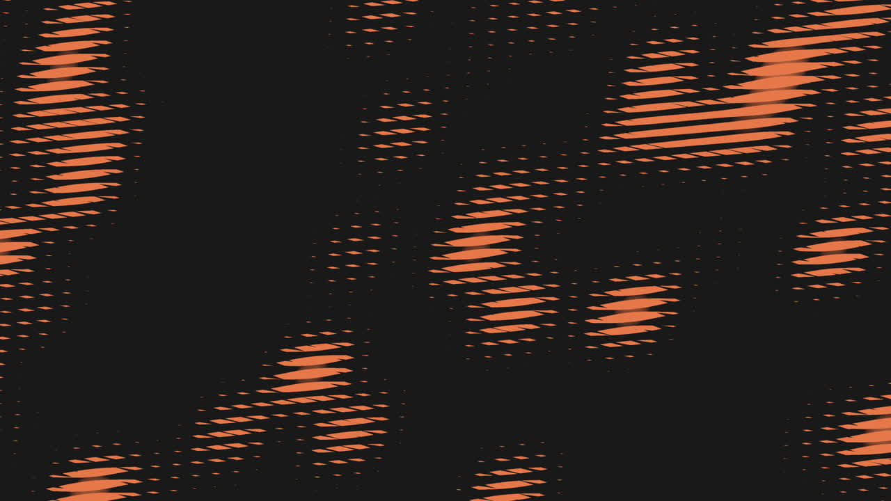 Dynamic black and orange abstract pattern with diagonal dots