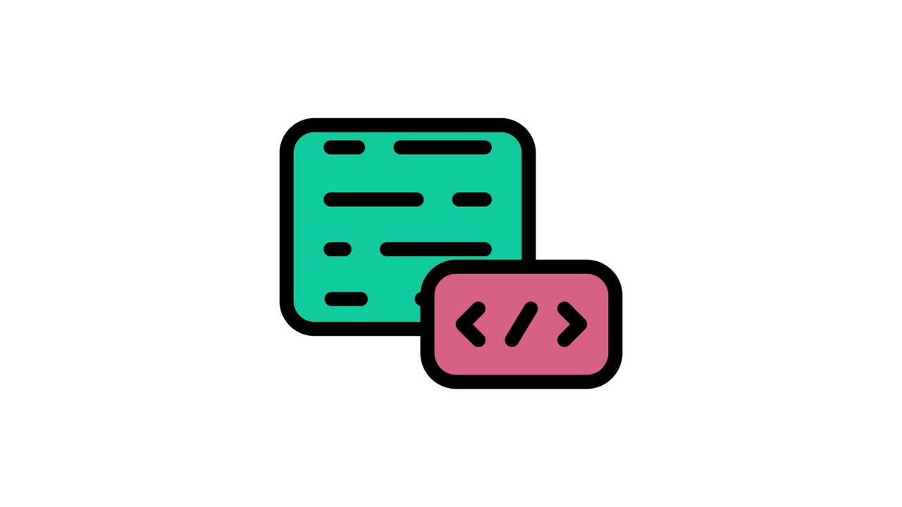 Animated Code and Document Icons on White Background