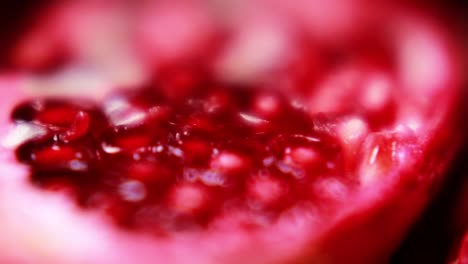 macro close-up of pomegranate fruit seeds