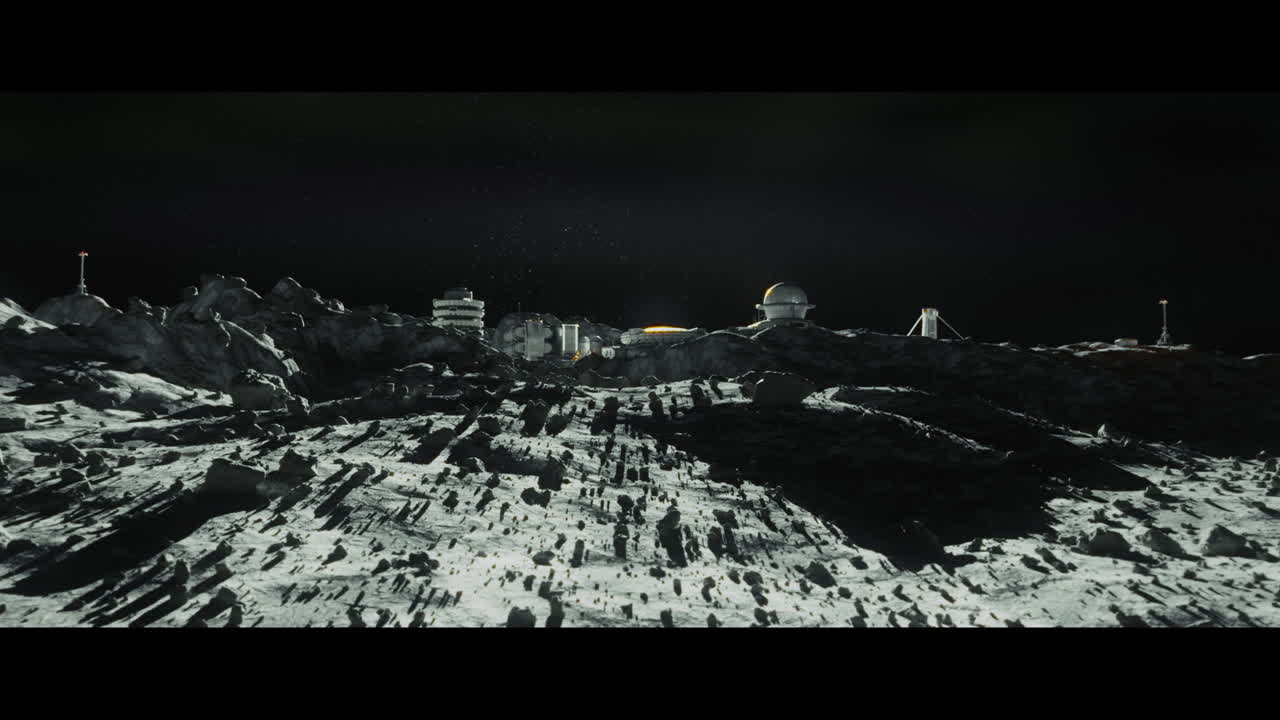 Moon surface with a lunar base