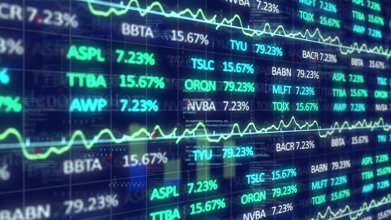 Animazione di elaborazione dati su sfondo blu