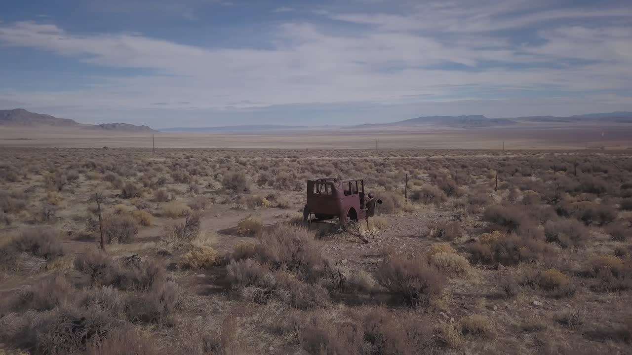 Nevada desert near Great Basin National Park sits the old rusted remains of an early American automobile.