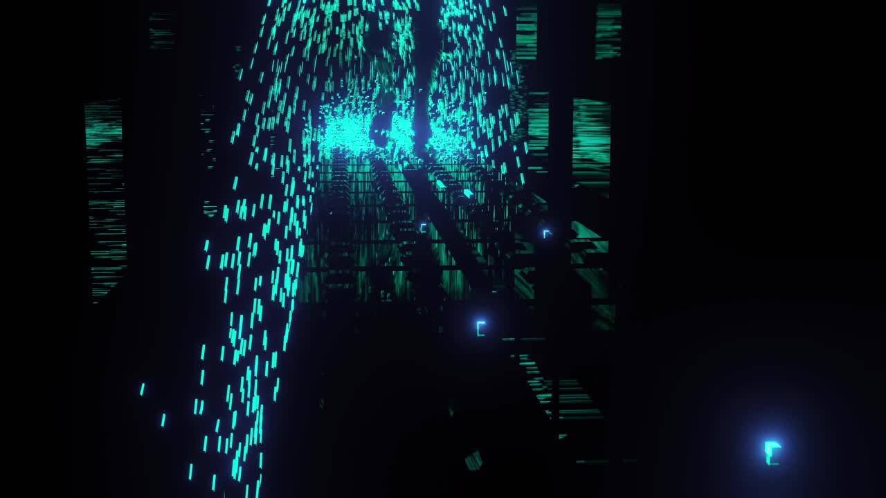 Abstract Digital Art with Glowing Lines and Geometric Shapes