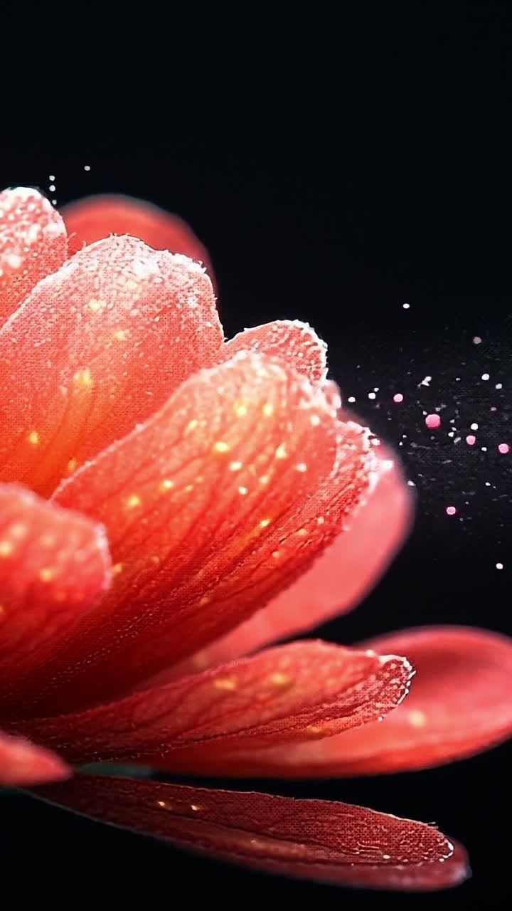 Red flower with dew