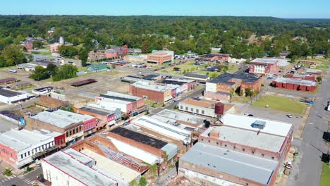 aerial around the town of west helena arkansas small poor abandoned rundown and poverty stricken 1