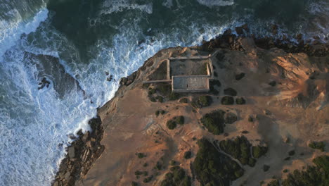 Rising-top-shot-of-the-ruin-at-Ericeira