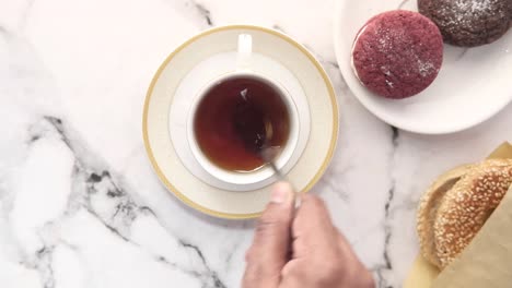 afternoon tea with cookies and bagels