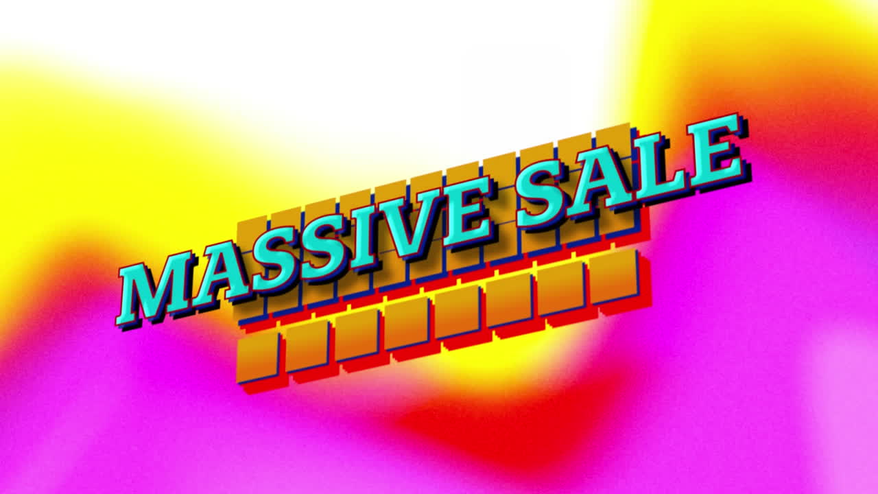 노란색과 분홍색 그라디엔트 배경에 대하여 대규모 판매 텍스트의 디지털 애니메이션