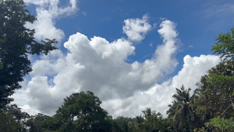 white clouds moving against the blue sky in a country side