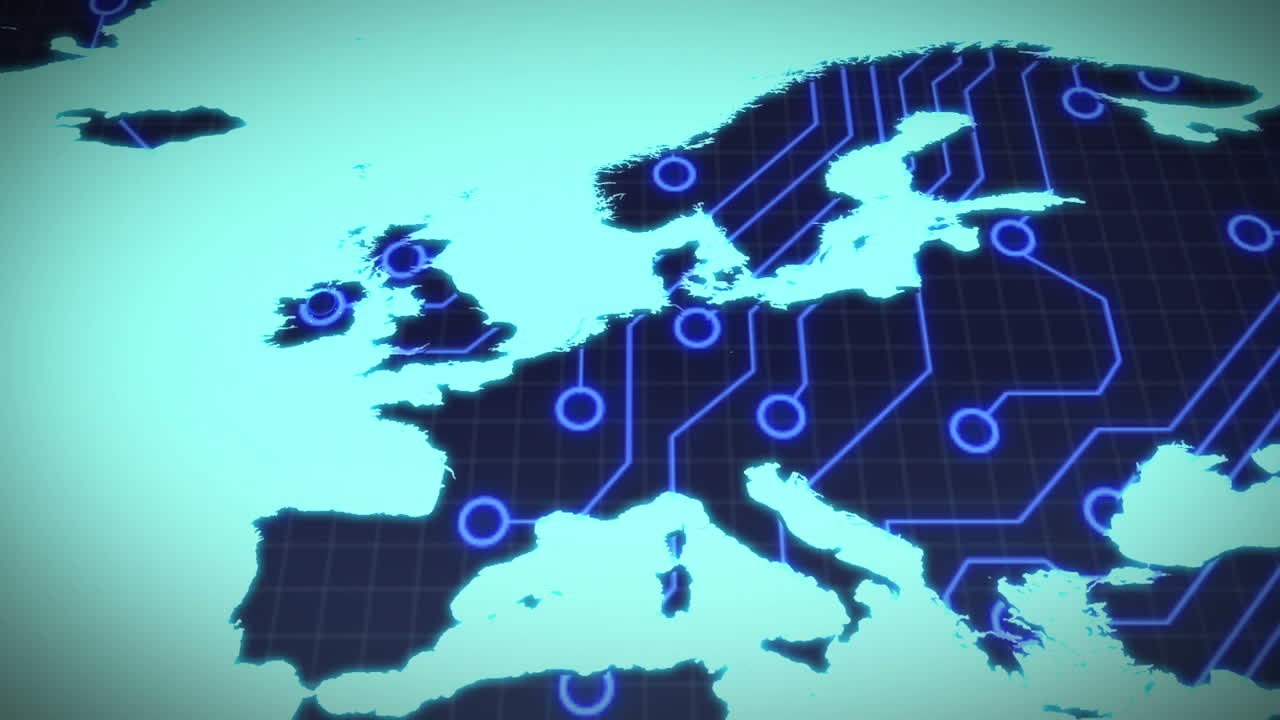 Circuit board europe on blue background