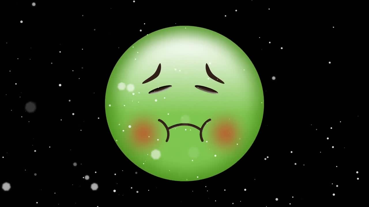 콩페티 위에 떨어지는 아픈 이모지 아이콘의 애니메이션