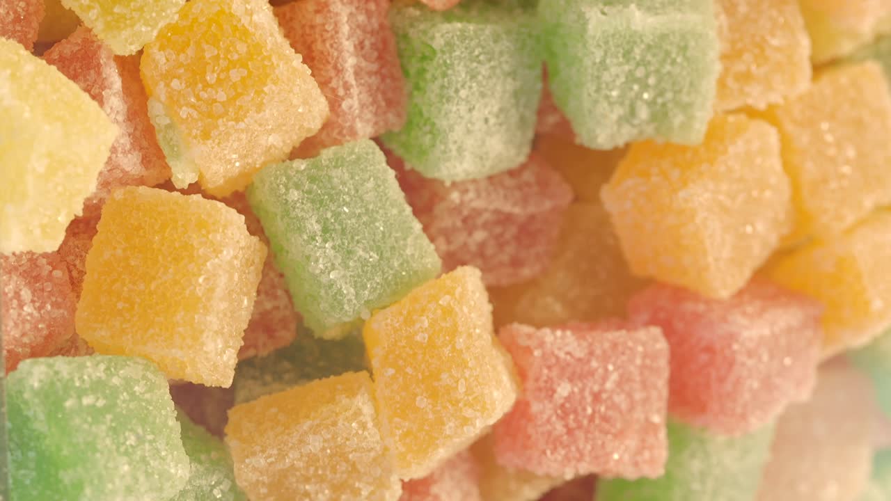Close-up of Colorful Sugar-Coated Gummy Candies
