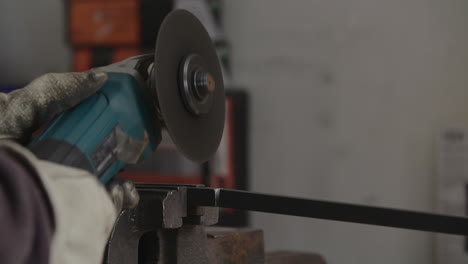 cutting iron with slow motion sparks