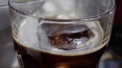 close-up of iced coffee in a glass