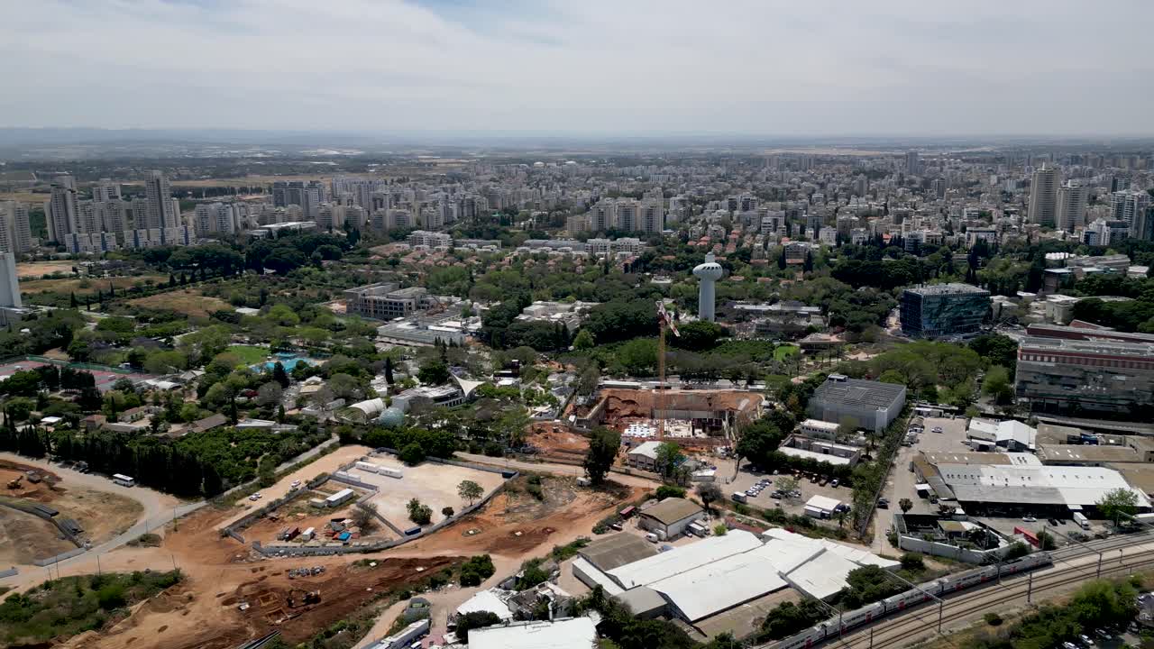 Aerial 4k Video drone panorama of Rehovot city as well as Weizmann Institute of Science- Israel