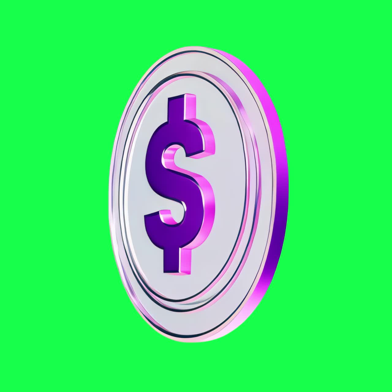 Dollar coin 3d element animation, transparent 4K video, green screen
