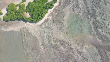 Vista-Aérea-De-Arriba-Hacia-Abajo-De-Una-Isla-Pequeña-Y-Verde-En-La-Bahía-De-Bengala