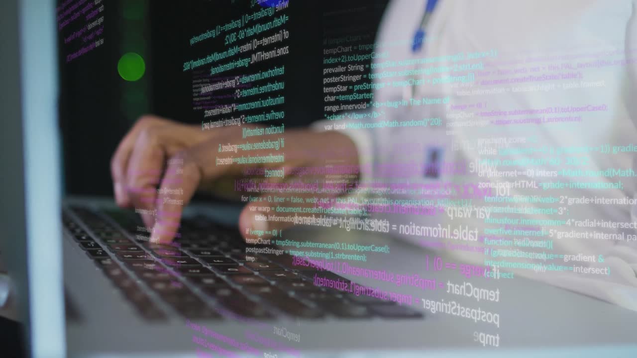 animación del procesamiento de datos sobre ingeniera informática afroamericana y servidores informáticos