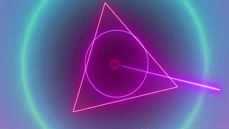 Animation-of-glowing-pink-circle-with-neon-pattern-on-seamless-loop