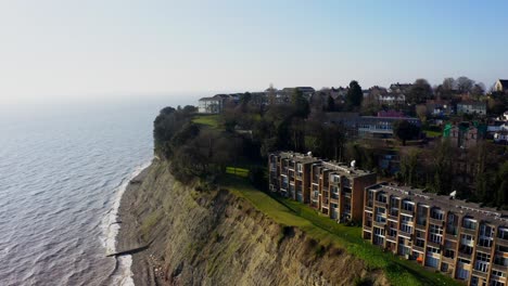 coastal cliffs, penarth, wales modern homes perched above the sea, scenic aerial view