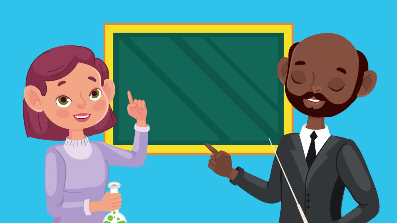 interracial teachers couple characters animation